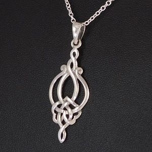 Irish Scroll & Knot Necklace 925 Silver